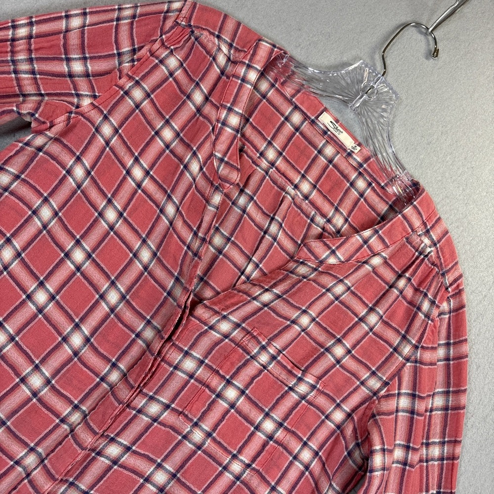 Silver‎ Jeans Men Multi Color Sheer Plaid Long Sleeve Button Down Shirt Medium